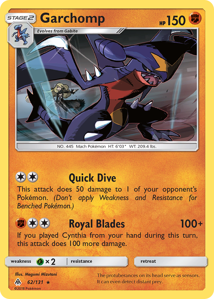 Garchomp 62/131 English Pokémon card from Forbidden Light (2018)