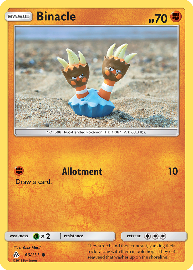 Binacle 66/131 English Pokémon card from Forbidden Light (2018)