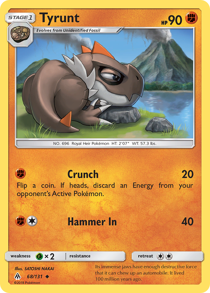 Tyrunt 68/131 English Pokémon card from Forbidden Light (2018)