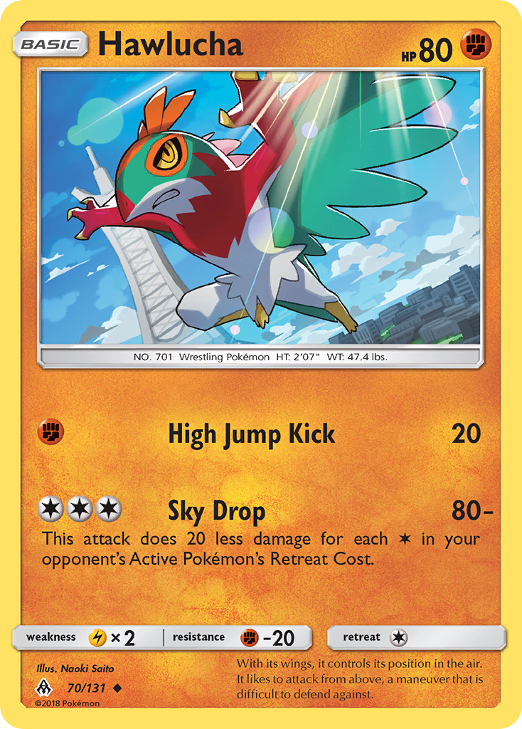 Hawlucha 70/131 English Pokémon card from Forbidden Light (2018)