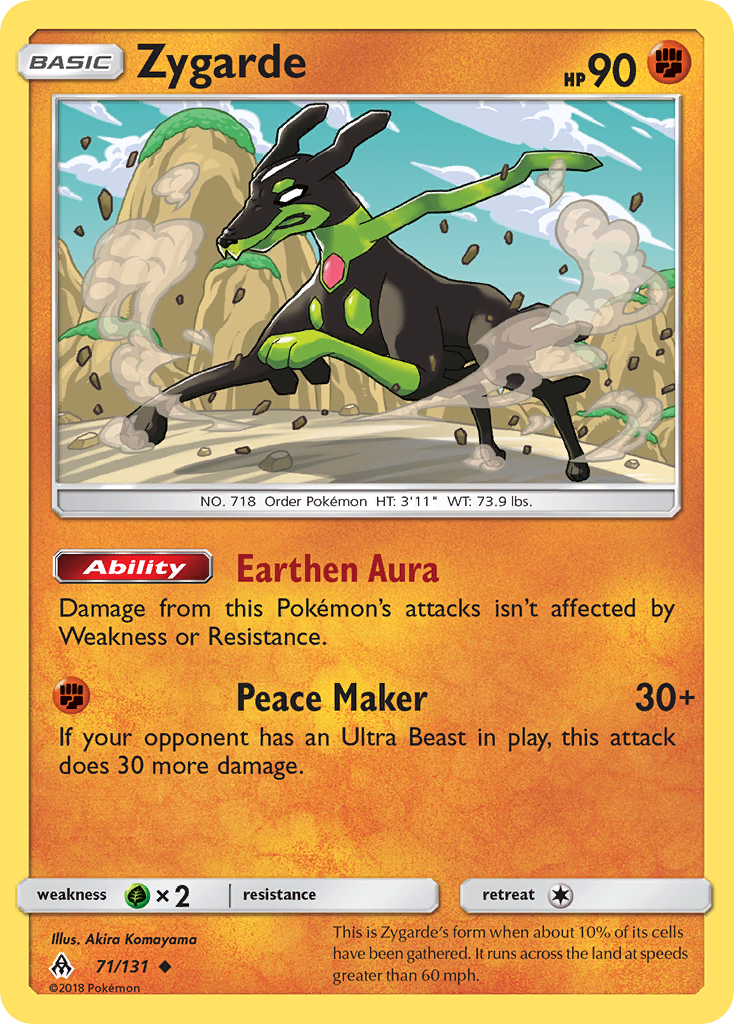 Zygarde 71/131 English Pokémon card from Forbidden Light (2018)