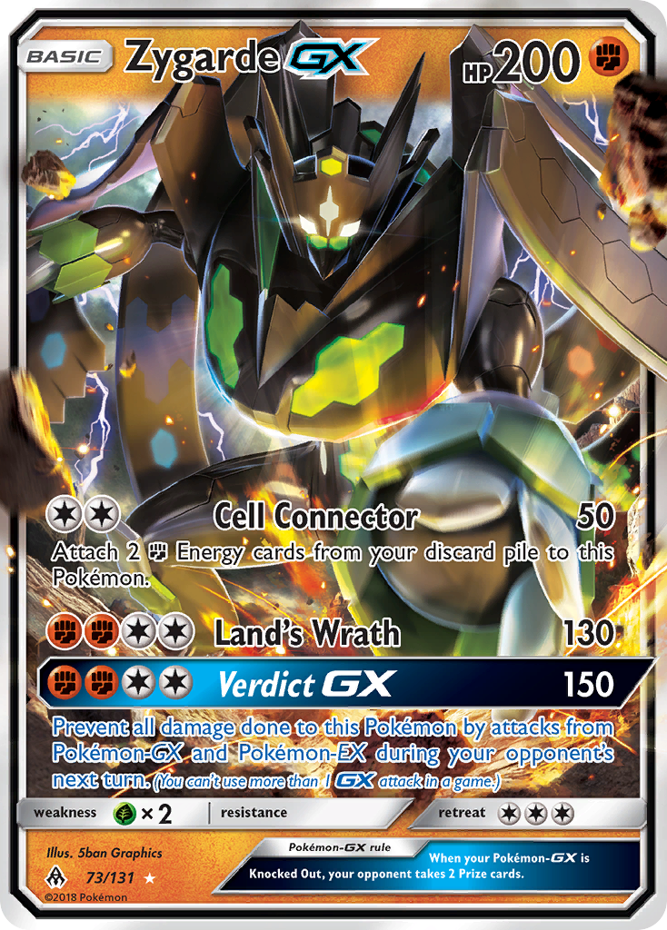 Zygarde-GX 73/131 English Pokémon card from Forbidden Light (2018)