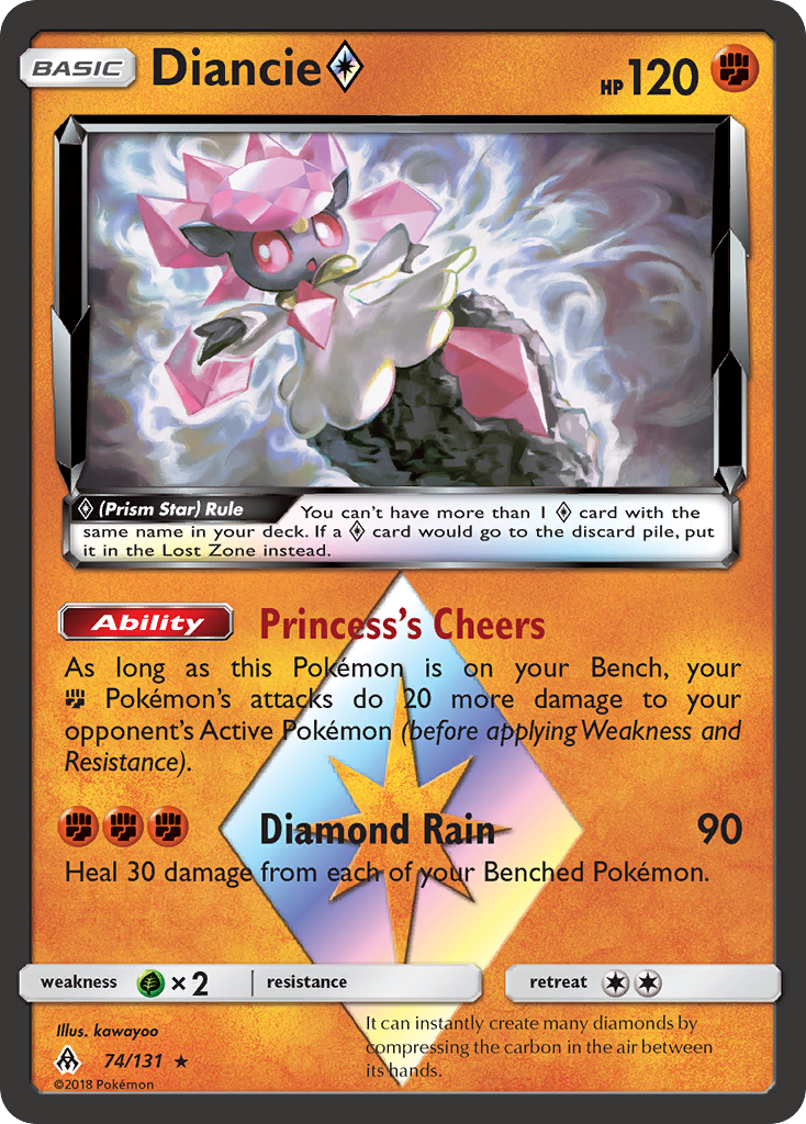 Diancie ◇ 74/131 English Pokémon card from Forbidden Light (2018)