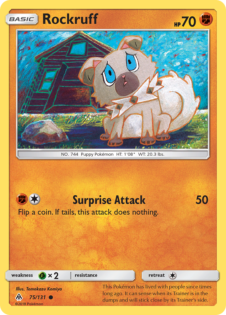 Rockruff 75/131 English Pokémon card from Forbidden Light (2018)
