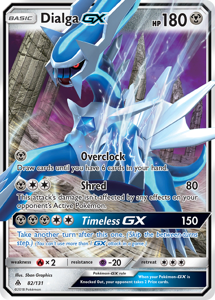 Dialga-GX 82/131 English Pokémon card from Forbidden Light (2018)