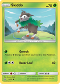 Skiddo 9/131 English Pokémon card from Forbidden Light (2018)