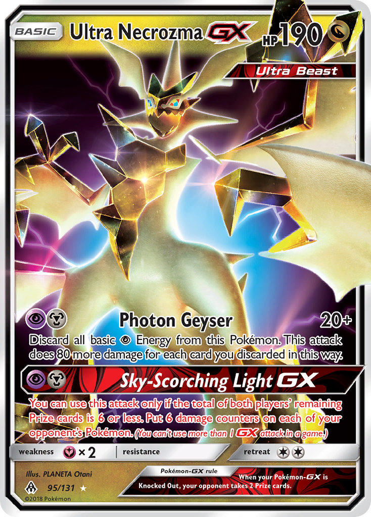 Ultra Necrozma-GX 95/131 English Pokémon card from Forbidden Light (2018)