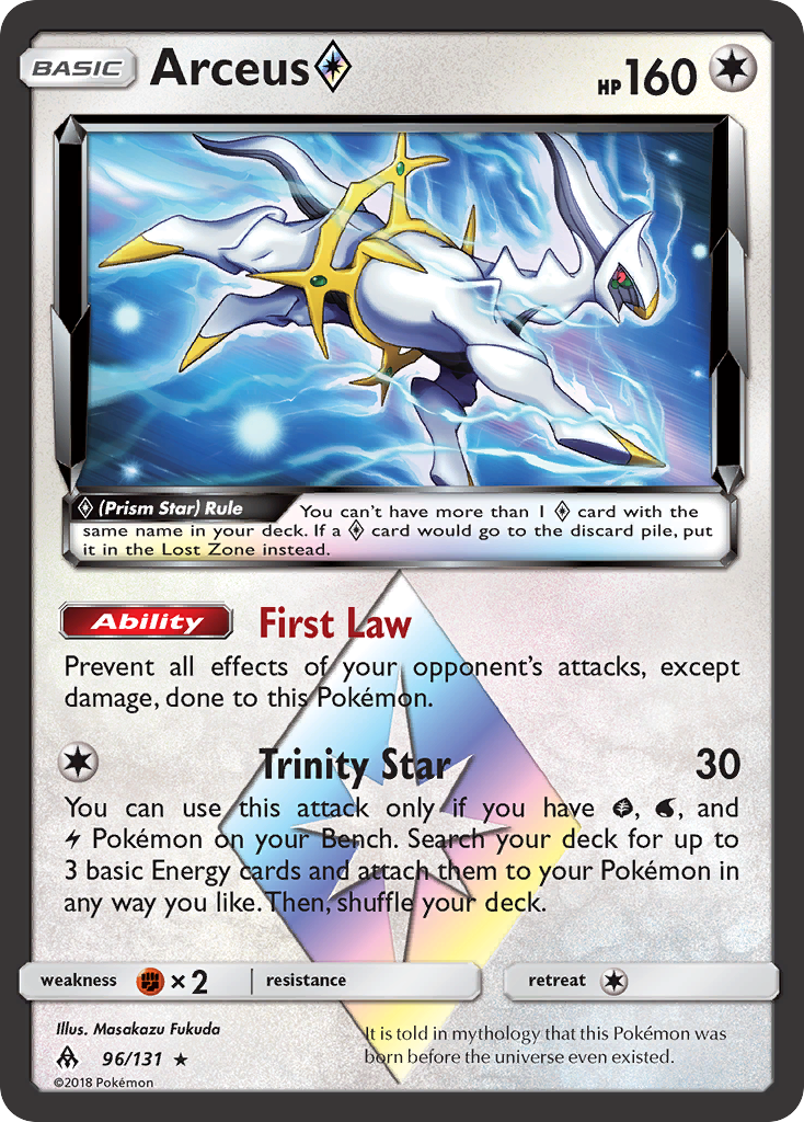 Arceus ◇ 96/131 English Pokémon card from Forbidden Light (2018)