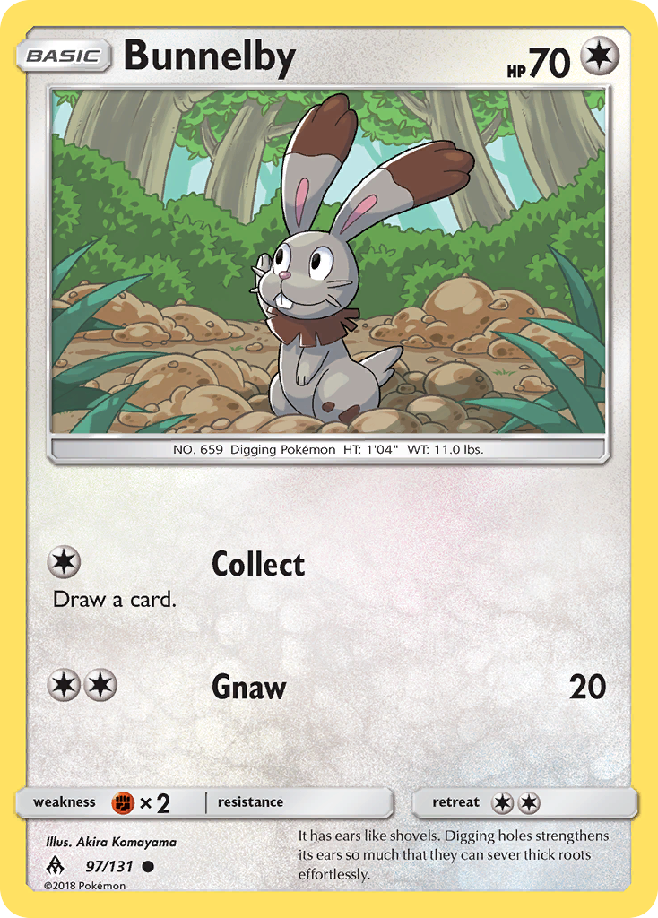 Bunnelby 97/131 English Pokémon card from Forbidden Light (2018)