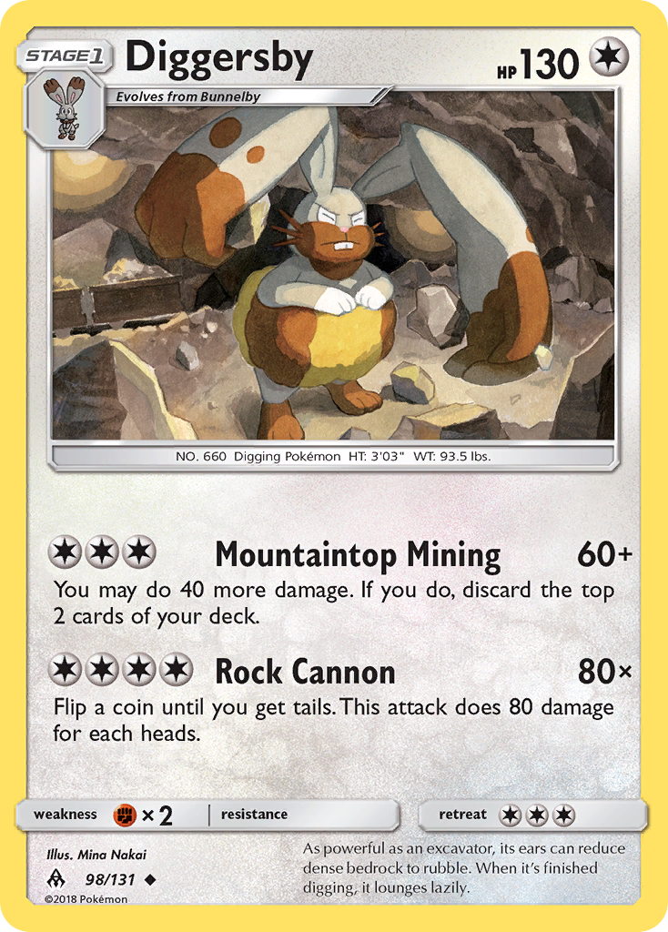 Diggersby 98/131 English Pokémon card from Forbidden Light (2018)