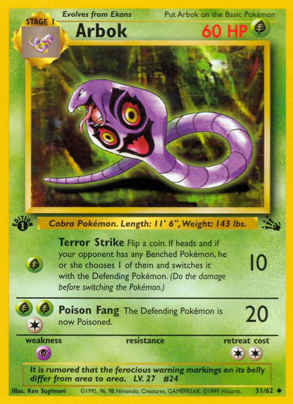 Arbok 31/62 — Pokémon Fossil card