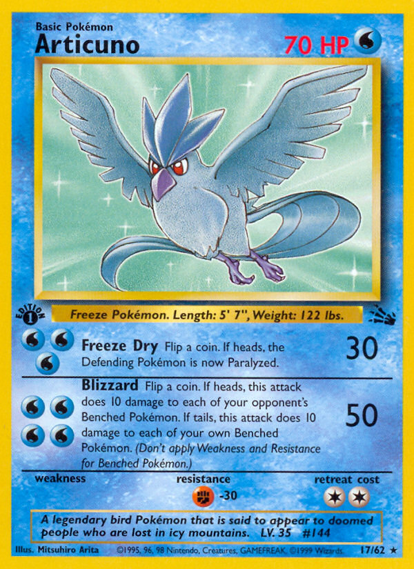 Articuno 17/62 — Pokémon Fossil card