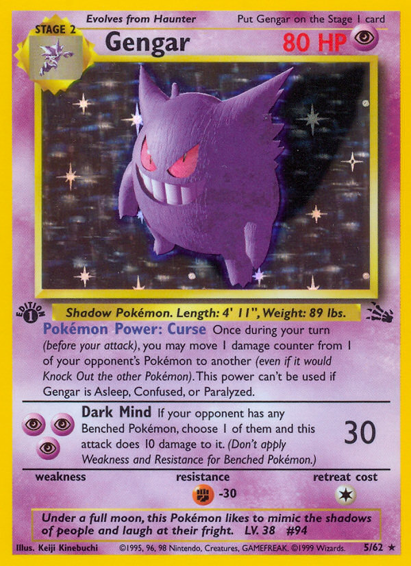 Gengar 5/62 — Pokémon Fossil card