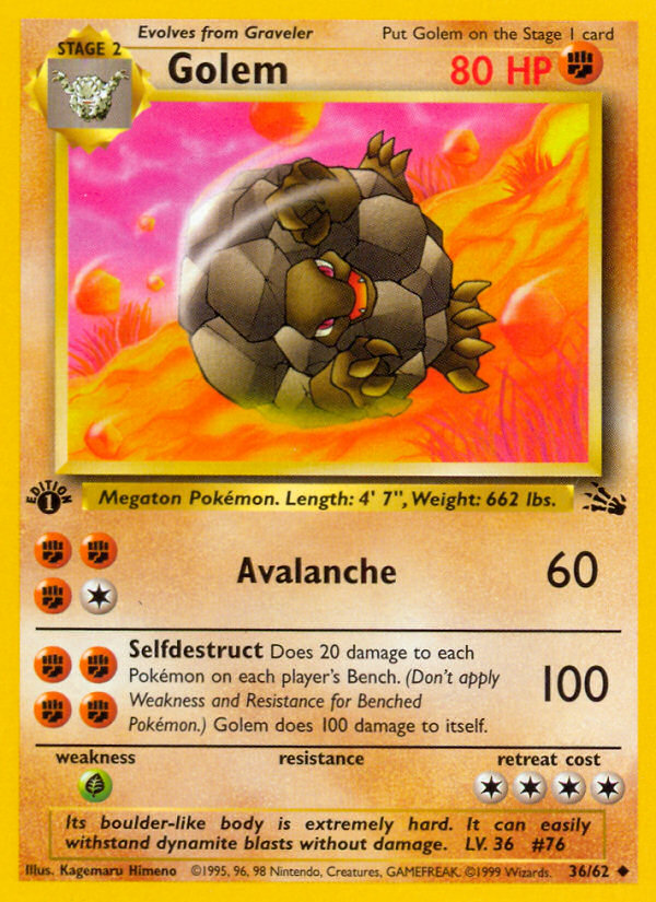 Golem 36/62 — Pokémon Fossil card