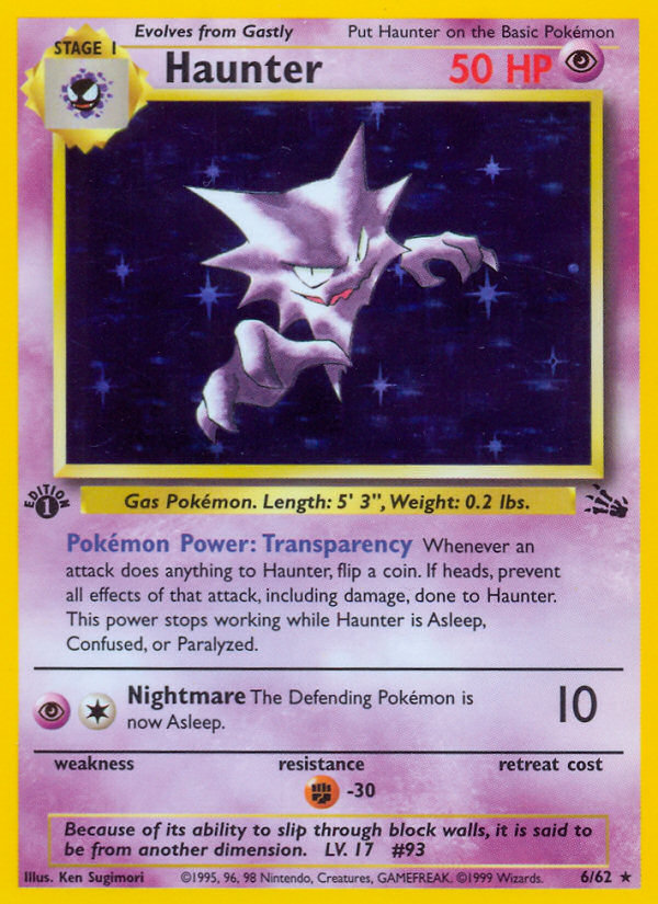 Haunter 6/62 — Pokémon Fossil card