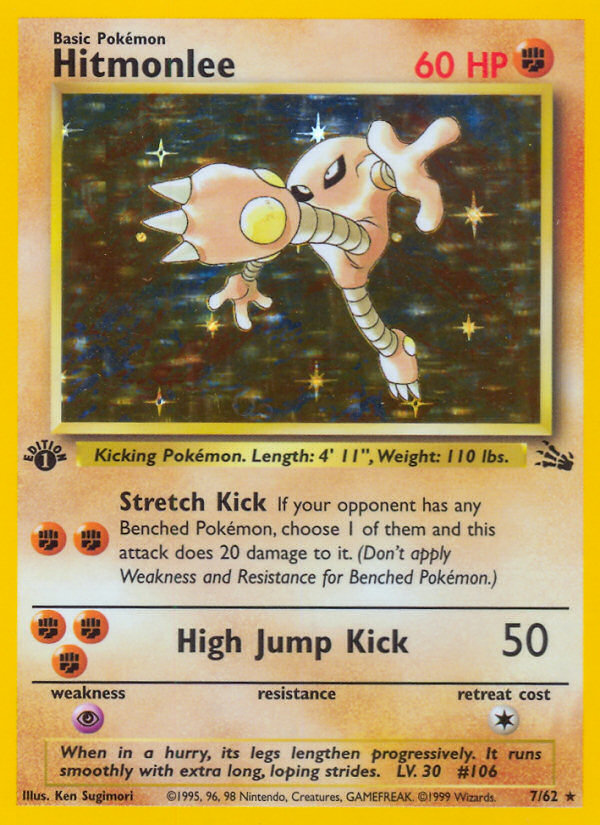 Hitmonlee 7/62 — Pokémon Fossil card