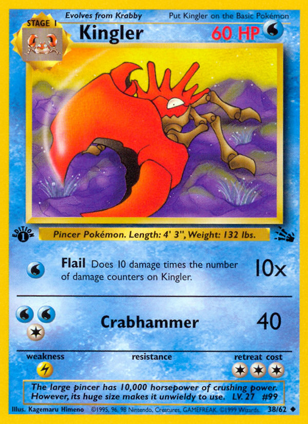 Kingler 38/62 — Pokémon Fossil card