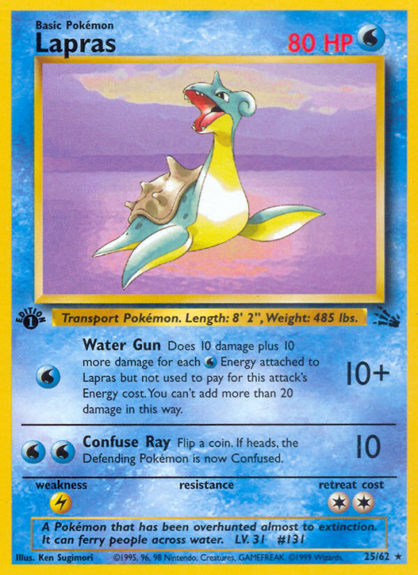 Lapras 25/62 — Pokémon Fossil card