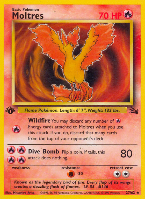 Moltres 27/62 — Pokémon Fossil card