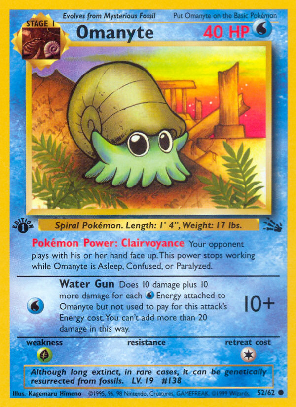 Omanyte 52/62 — Pokémon Fossil card
