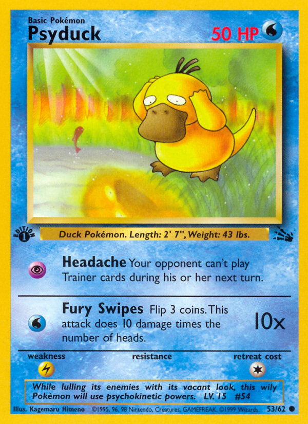 Psyduck 53/62 — Pokémon Fossil card