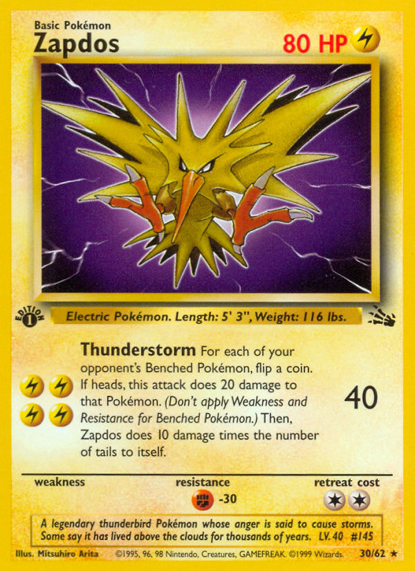 Zapdos 30/62 — Pokémon Fossil card