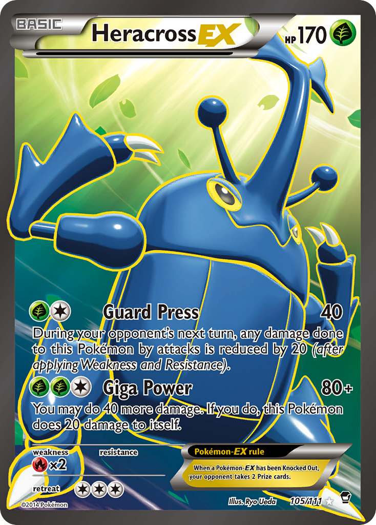 Heracross-EX 105/111 English Pokémon card from Furious Fists (2014)