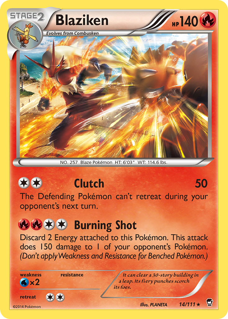 Blaziken 14/111 English Pokémon card from Furious Fists (2014)