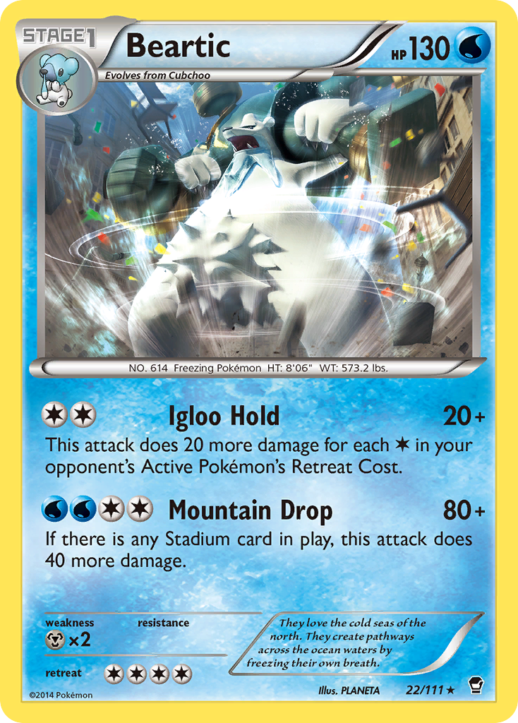 Beartic 22/111 English Pokémon card from Furious Fists (2014)
