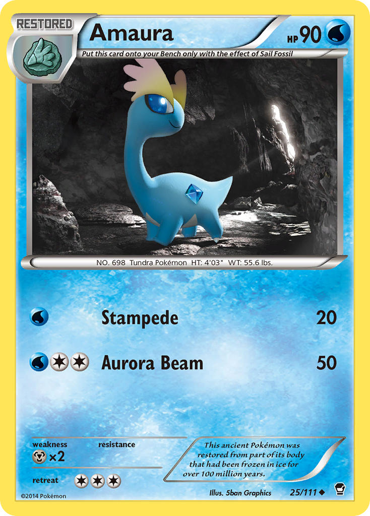 Amaura 25/111 English Pokémon card from Furious Fists (2014)