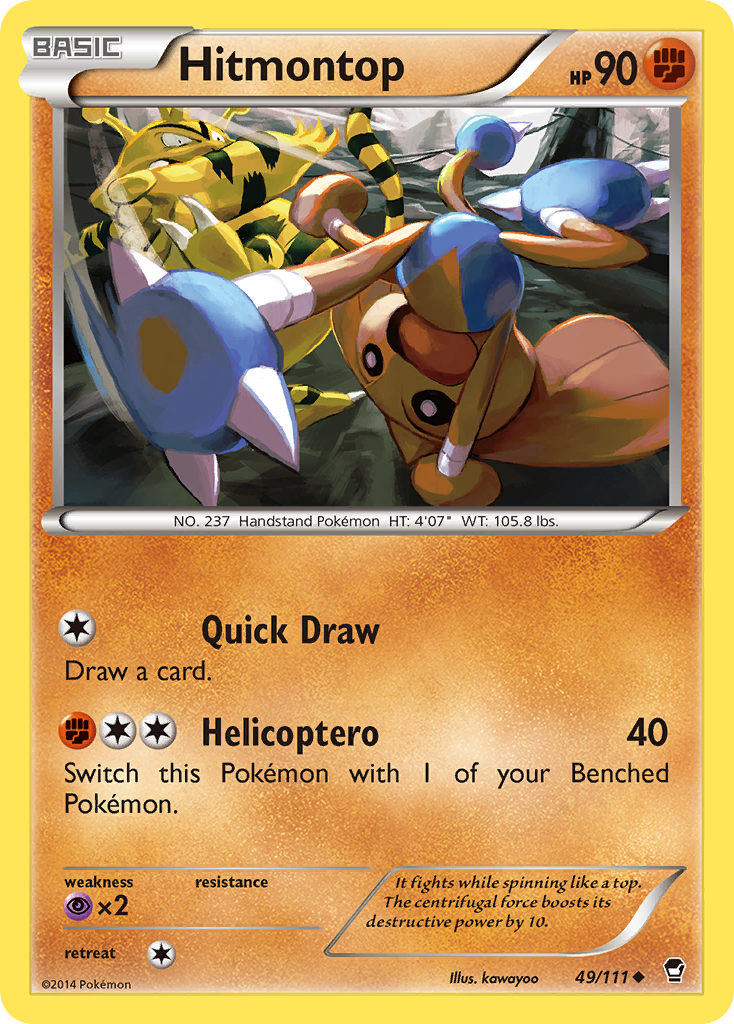 Hitmontop 49/111 English Pokémon card from Furious Fists (2014)