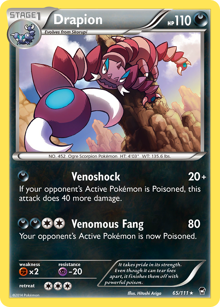 Drapion 65/111 English Pokémon card from Furious Fists (2014)