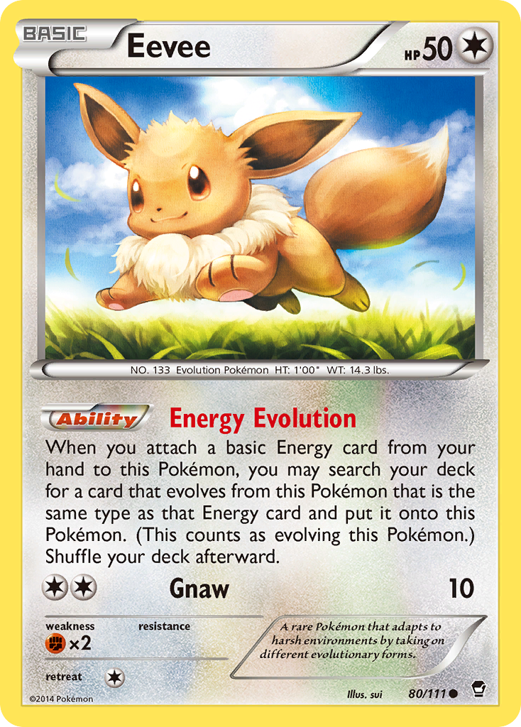 Eevee 80/111 English Pokémon card from Furious Fists (2014)