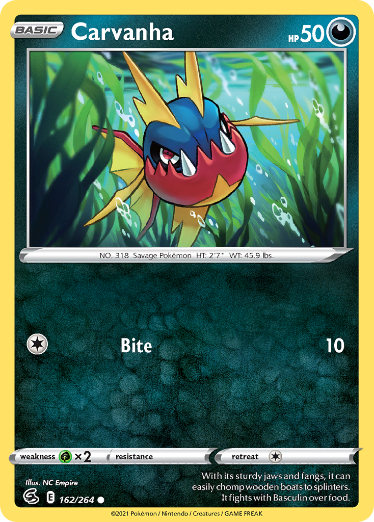 Carvanha 162/264 — English Pokémon Fusion Strike (2021)