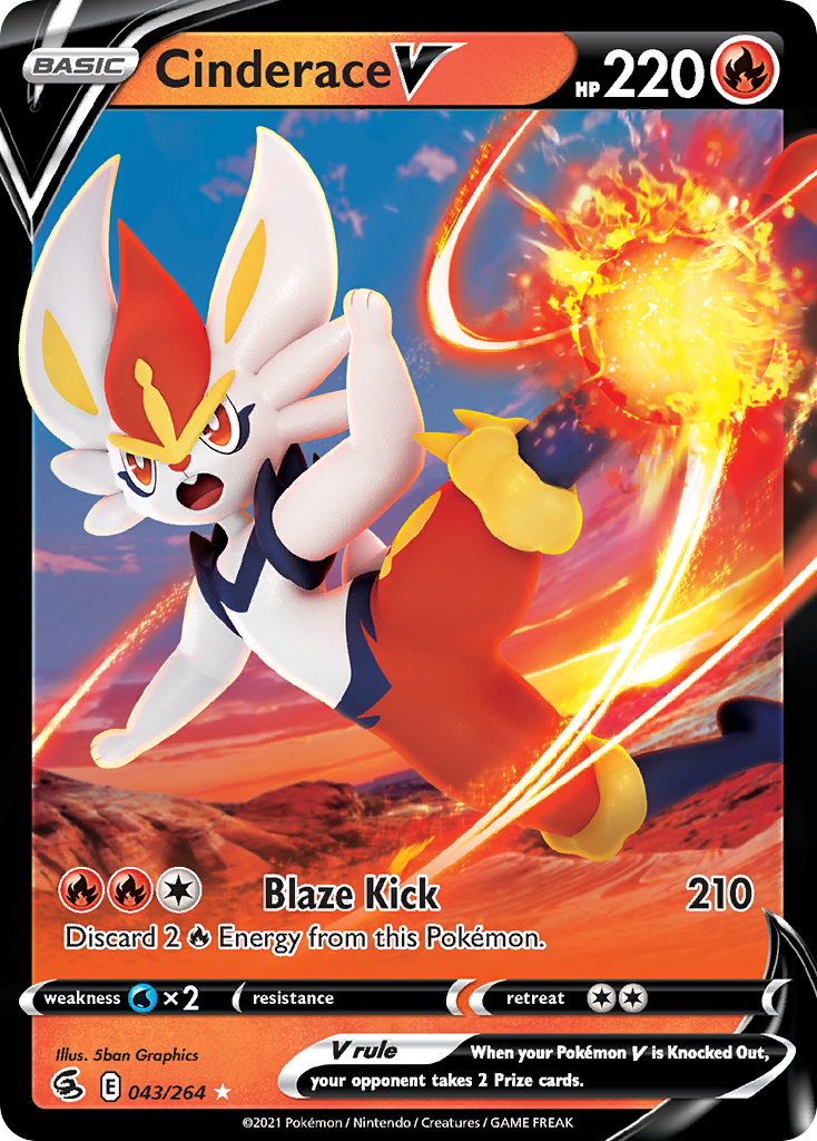 Cinderace V 43/264 — English Pokémon Fusion Strike (2021)