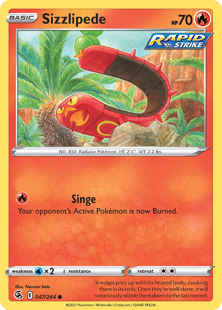 Sizzlipede 47/264 — English Pokémon Fusion Strike (2021)