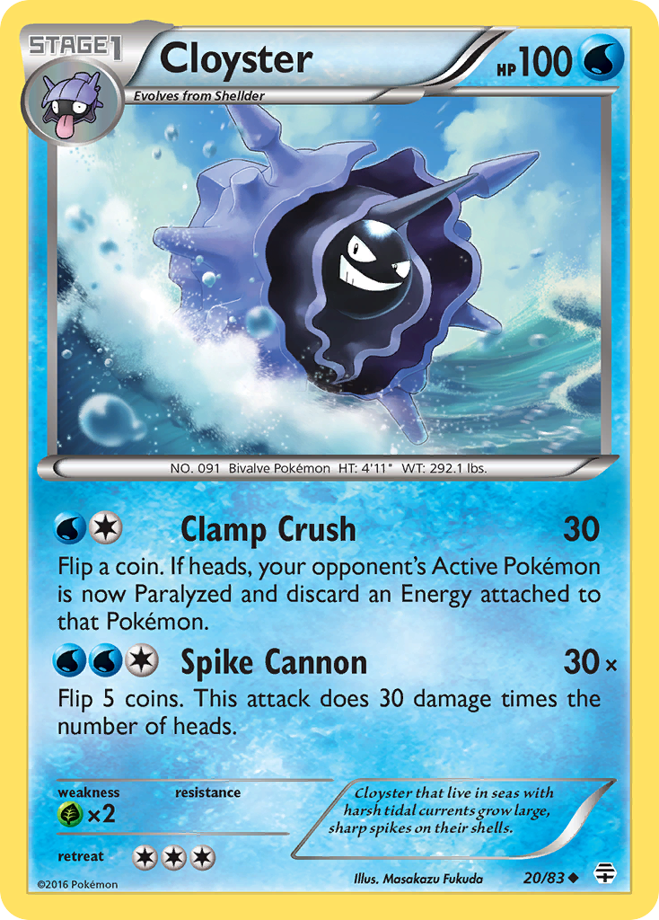 Cloyster 20/83 English Pokémon card from Generations (2016)