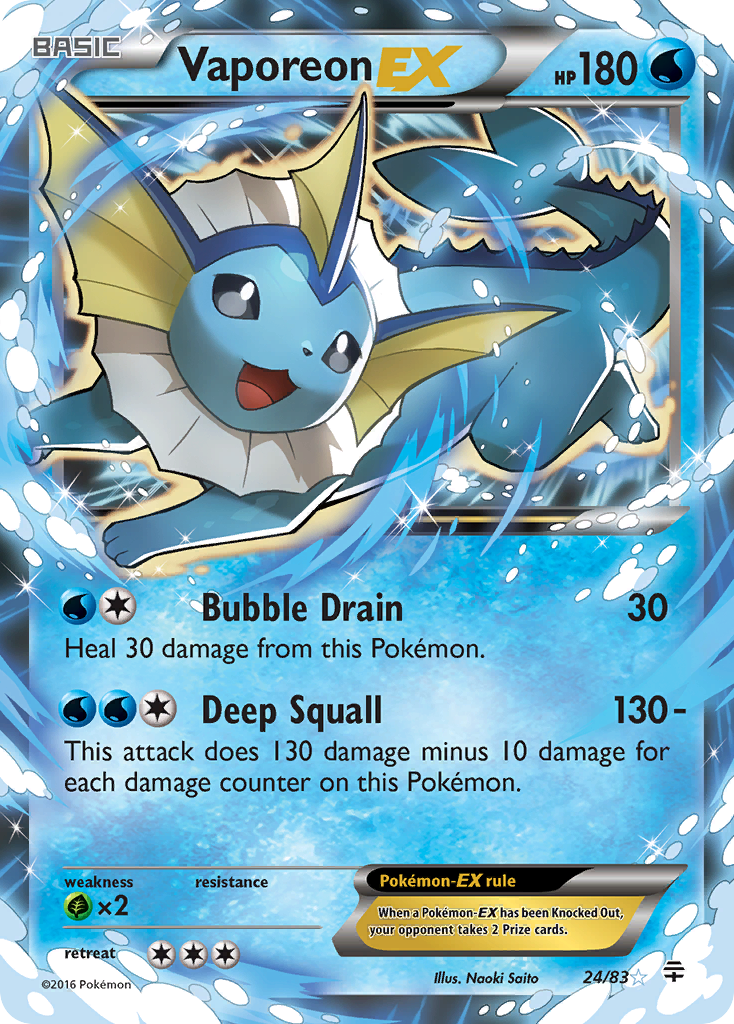 Vaporeon-EX 24/83 English Pokémon card from Generations (2016)