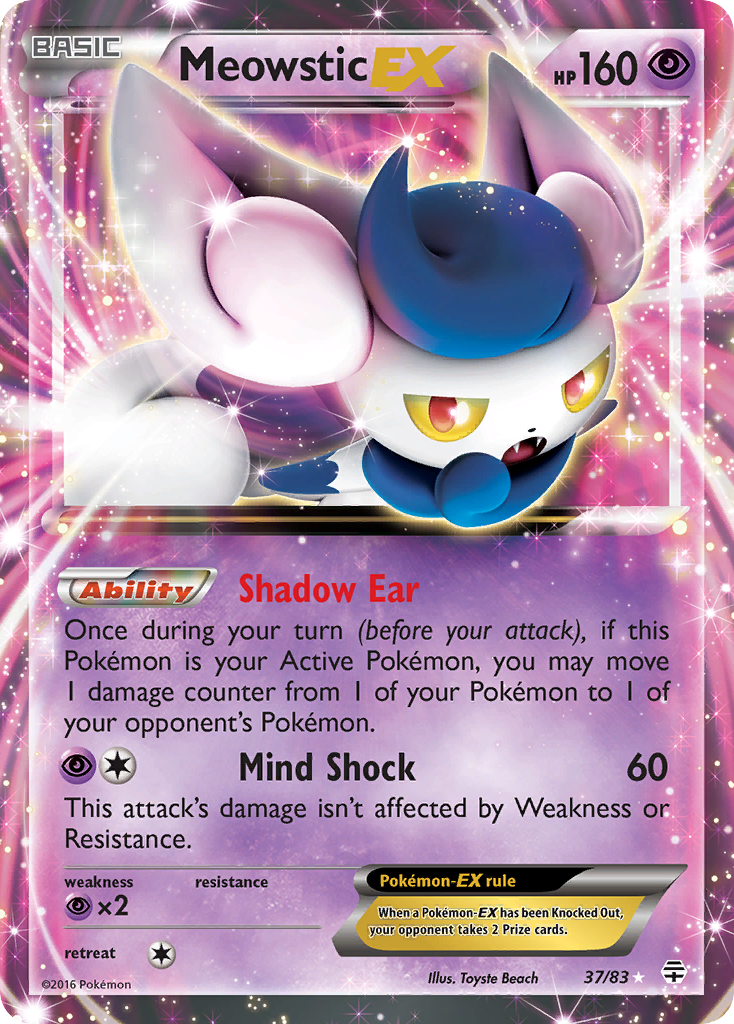 Meowstic-EX 37/83 English Pokémon card from Generations (2016)