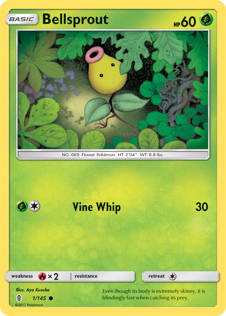 Bellsprout 1/145 English Pokémon card from Guardians Rising (2017)