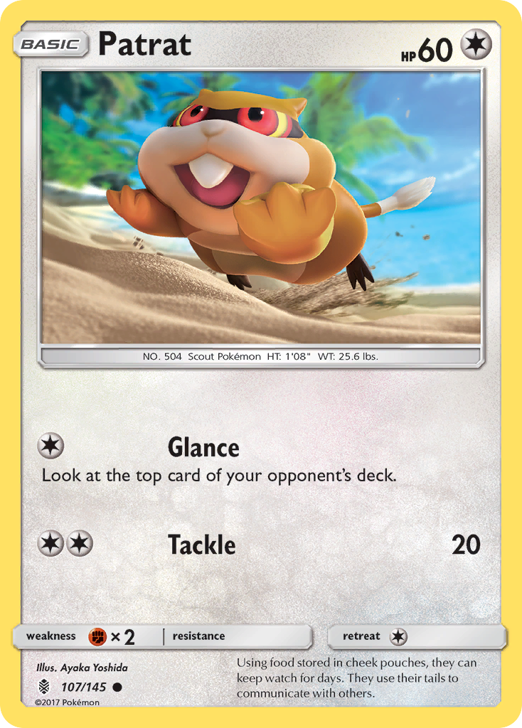 Patrat 107/145 English Pokémon card from Guardians Rising (2017)