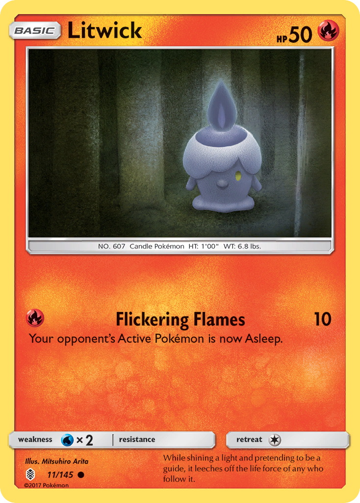 Litwick 11/145 English Pokémon card from Guardians Rising (2017)