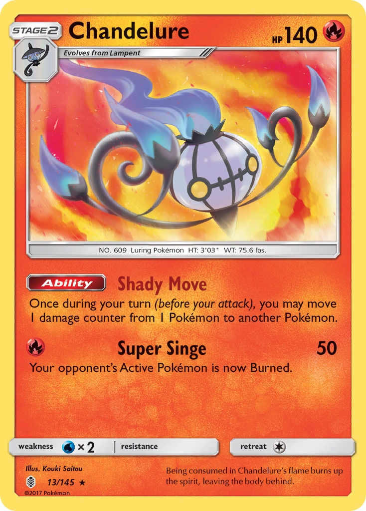 Chandelure 13/145 English Pokémon card from Guardians Rising (2017)