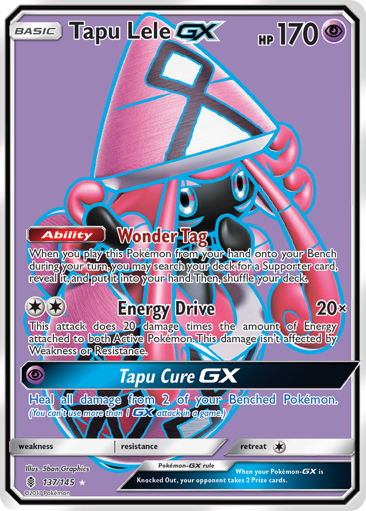 Tapu Lele-GX 137/145 English Pokémon card from Guardians Rising (2017)