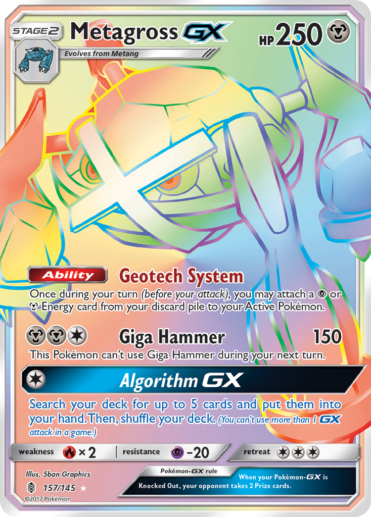 Metagross-GX 157/145 English Pokémon card from Guardians Rising (2017)
