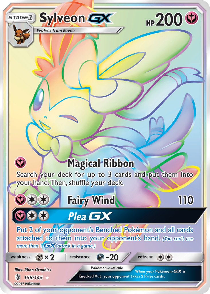 Sylveon-GX 158/145 English Pokémon card from Guardians Rising (2017)
