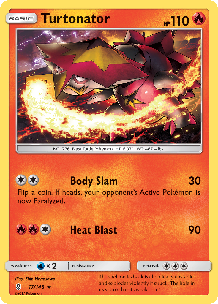 Turtonator 17/145 English Pokémon card from Guardians Rising (2017)