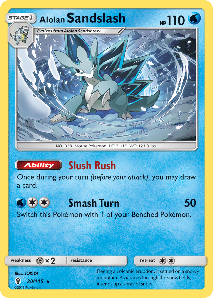 Alolan Sandslash 20/145 English Pokémon card from Guardians Rising (2017)