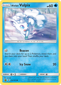 Alolan Vulpix 21a/145 English Pokémon card from Guardians Rising (2017) — alternate artwork