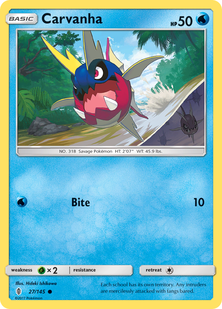 Carvanha 27/145 English Pokémon card from Guardians Rising (2017)